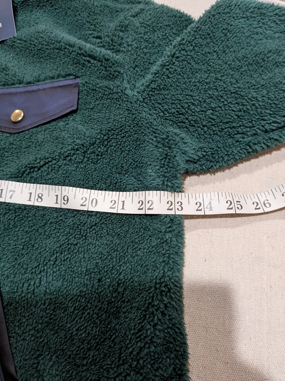 Forest Green Sherpa Fleece Pullover Jacket NWT